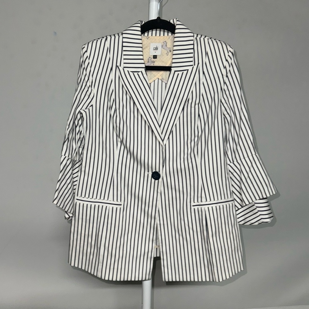 Cabi White with Navy Stripe Blazer